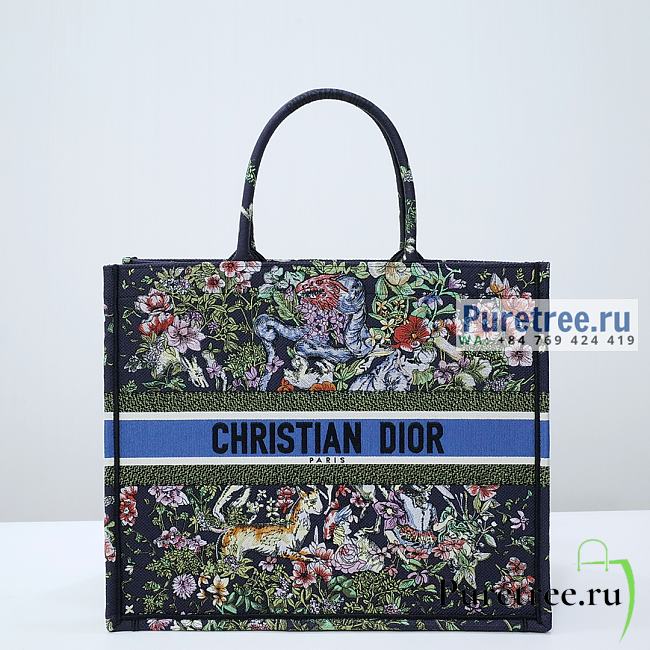 DIOR | Large Book Tote Blue D-Constellation Embroidery - 42cm - 1
