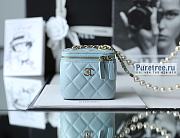 CHANEL | Small Vanity With Pearl Chain Blue Lambskin - 8.5 x 11 x 7cm - 1