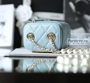 CHANEL | Small Vanity With Pearl Chain Blue Lambskin - 8.5 x 11 x 7cm - 6