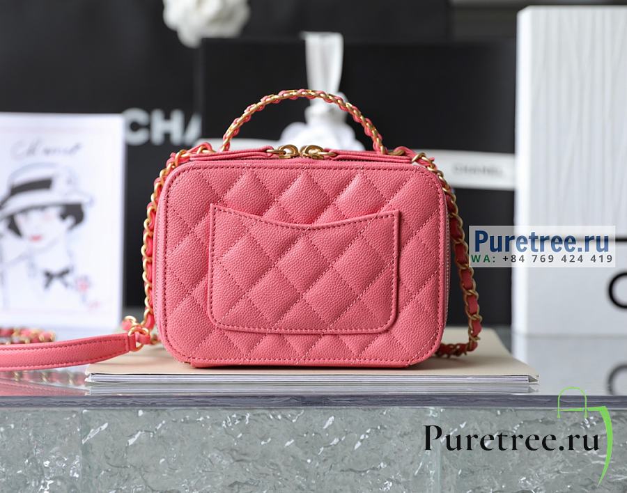 CHANEL  22 Small Vanity Case Coral Pink Grained Calfskin AS3221 - 13 x  17.5 x 7.5cm 