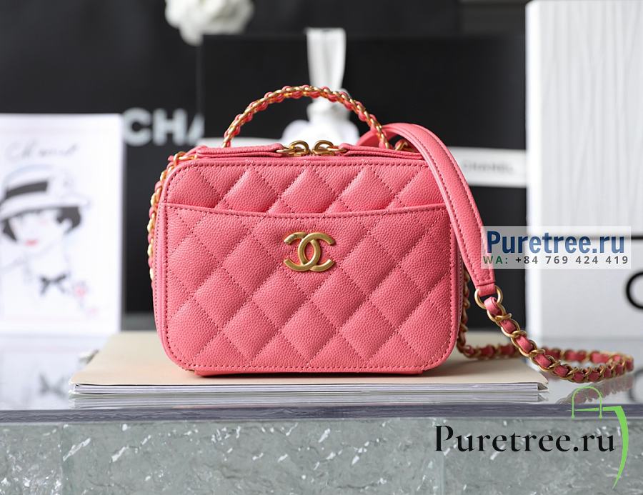 CHANEL  22 Small Vanity Case Coral Pink Grained Calfskin AS3221 - 13 x  17.5 x 7.5cm 
