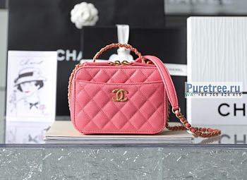 CHANEL | 22 Small Vanity Case Coral Pink Grained Calfskin AS3221 - 13 x 17.5 x 7.5cm