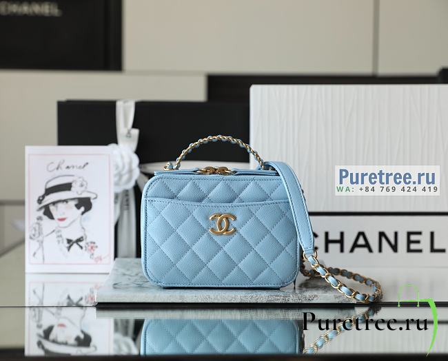 CHANEL | 22 Small Vanity Case Blue Grained Calfskin AS3221 - 13 x 17.5 x 7.5cm - 1