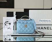 CHANEL | 22 Small Vanity Case Blue Grained Calfskin AS3221 - 13 x 17.5 x 7.5cm - 1