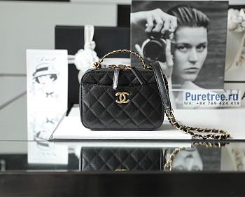 CHANEL | 22 Small Vanity Case Black Grained Calfskin AS3221 - 13 x 17.5 x 7.5cm