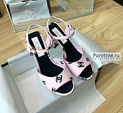 CHANEL | 22 Sandals Light Pink Printed Lambskin - 6.5cm - 5