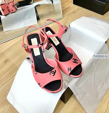 CHANEL | 22 Sandals Pink Printed Lambskin - 6.5cm