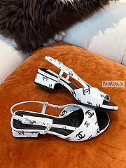 CHANEL | 22 Sandals White Printed Lambskin - 3cm - 4