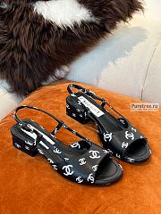 CHANEL | 22 Sandals Black Printed Lambskin - 3cm - 4