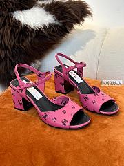 CHANEL | 22 Sandals Dark Pink Printed Lambskin - 6.5cm - 5