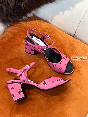 CHANEL | 22 Sandals Dark Pink Printed Lambskin - 6.5cm - 2