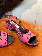 CHANEL | 22 Sandals Dark Pink Printed Lambskin - 3cm - 5