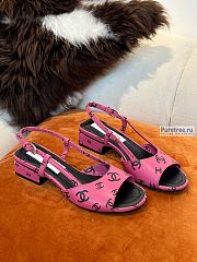 CHANEL | 22 Sandals Dark Pink Printed Lambskin - 3cm - 4