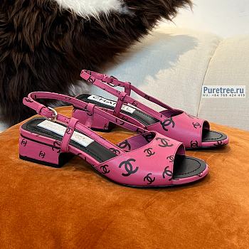 CHANEL | 22 Sandals Dark Pink Printed Lambskin - 3cm