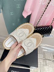 CHANEL | Sandals White Fabric - 3