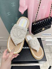 CHANEL | Sandals White Fabric - 6