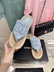 CHANEL | Sandals Blue Fabric - 4