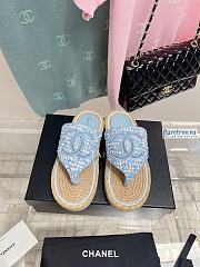 CHANEL | Sandals Blue Fabric - 5