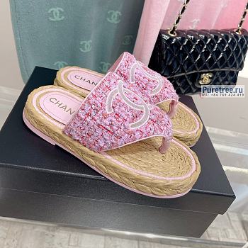 CHANEL | Sandals Pink Fabric