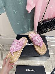 CHANEL | Sandals Pink Fabric - 5
