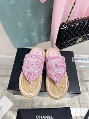 CHANEL | Sandals Pink Fabric - 3