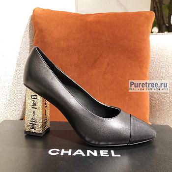 CHANEL | Egyptian Hieroglyphic Heels Black Leather - 8.5cm