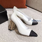 CHANEL | Egyptian Hieroglyphic Heels White Leather - 8.5cm - 5