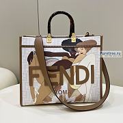 FENDI | Sunshine Medium FF White Glazed Fabric Shopper With Inlay - 31 x 17 x 35cm - 1