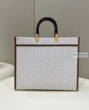 FENDI | Sunshine Medium FF White Glazed Fabric Shopper With Inlay - 31 x 17 x 35cm - 4