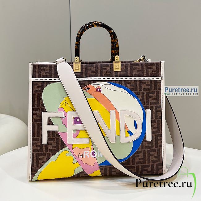 FENDI | Sunshine Medium Glazed Fabric Shopper With Inlay - 31 x 17 x 35cm - 1