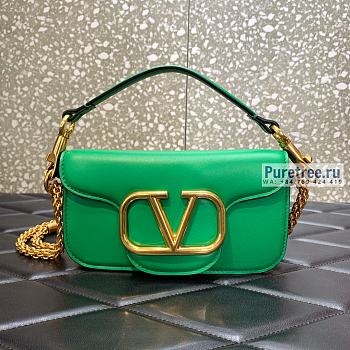 VALENTINO | Locò Small Shoulder Bag In Green Calfskin - 20 x 11 x 5cm