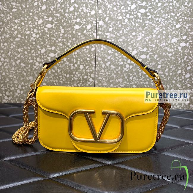 VALENTINO | Locò Small Shoulder Bag In Yellow Calfskin - 20 x 11 x 5cm - 1