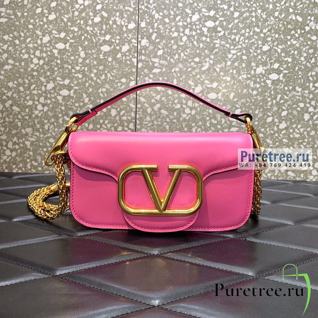 VALENTINO | Locò Small Shoulder Bag In Pink Calfskin - 20 x 11 x 5cm - 1