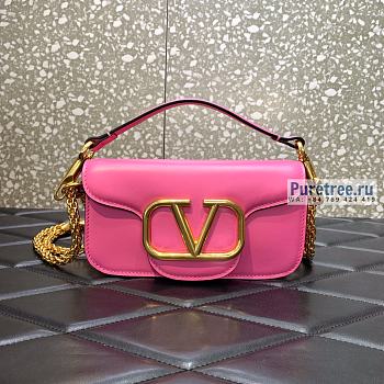 VALENTINO | Locò Small Shoulder Bag In Pink Calfskin - 20 x 11 x 5cm