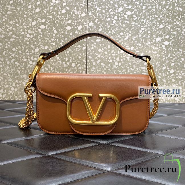 VALENTINO | Locò Small Shoulder Bag In Brown Calfskin - 20 x 11 x 5cm - 1
