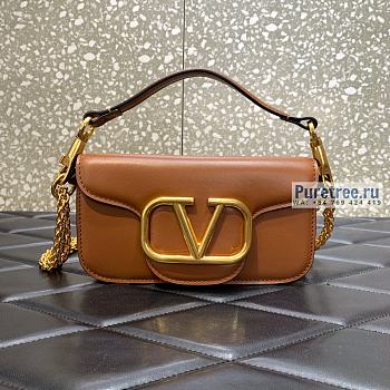 VALENTINO | Locò Small Shoulder Bag In Brown Calfskin - 20 x 11 x 5cm