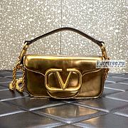 VALENTINO | Locò Small Shoulder Bag In Gold Calfskin - 20 x 11 x 5cm - 1