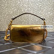 VALENTINO | Locò Small Shoulder Bag In Gold Calfskin - 20 x 11 x 5cm - 3