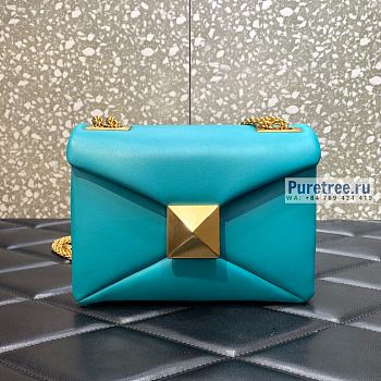VALENTINO | One Stud Nappa Bag With Chain Blue - 19 x 14 x 11cm