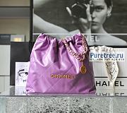 CHANEL | 22 Medium Handbag Pink Shiny Calfskin & Gold Metal - 38 x 42 x 8cm - 1