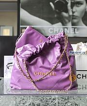 CHANEL | 22 Medium Handbag Pink Shiny Calfskin & Gold Metal - 38 x 42 x 8cm - 5