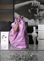 CHANEL | 22 Medium Handbag Pink Shiny Calfskin & Gold Metal - 38 x 42 x 8cm - 3