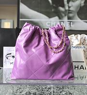 CHANEL | 22 Medium Handbag Pink Shiny Calfskin & Gold Metal - 38 x 42 x 8cm - 2