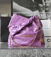 CHANEL | 22 Small Handbag Purple Shiny Calfskin & Gold Metal - 35 x 37 x 7cm - 5