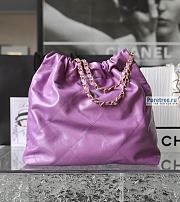 CHANEL | 22 Small Handbag Purple Shiny Calfskin & Gold Metal - 35 x 37 x 7cm - 6