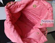CHANEL | 22 Medium Handbag Coral Pink Shiny Calfskin & Gold Metal - 38 x 42 x 8cm - 4