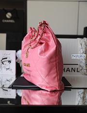 CHANEL | 22 Medium Handbag Coral Pink Shiny Calfskin & Gold Metal - 38 x 42 x 8cm - 3