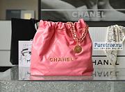 CHANEL | 22 Small Handbag Coral Pink Shiny Calfskin & Gold Metal - 35 x 37 x 7cm - 1