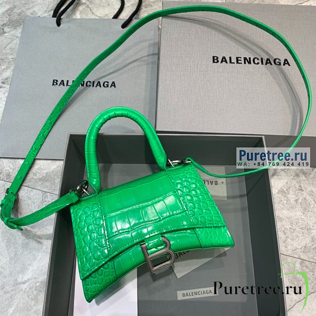 BALENCIAGA | Hourglass XS Handbag Crocodile In Bright Green - 19 x 8 x 21cm - 1