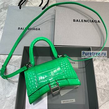 BALENCIAGA | Hourglass XS Handbag Crocodile In Bright Green - 19 x 8 x 21cm